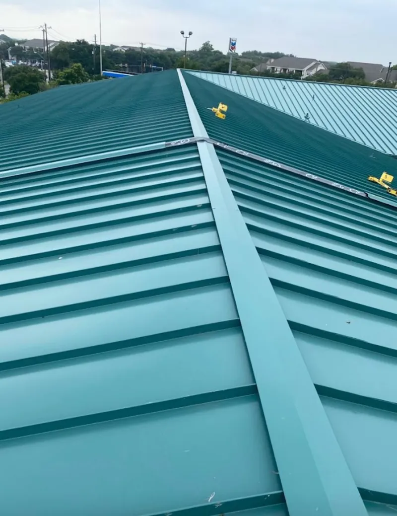 Green commercial metal roof ridge and valley for Metal Roof Repair in Rock Hill